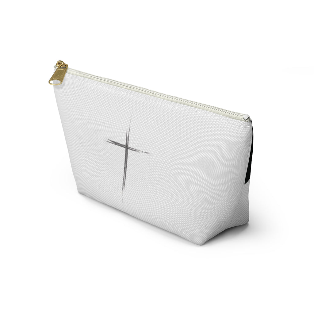 Jesus Is King Cross Accessory Pouch — Small T‑Bottom Faith Cosmetic Bag