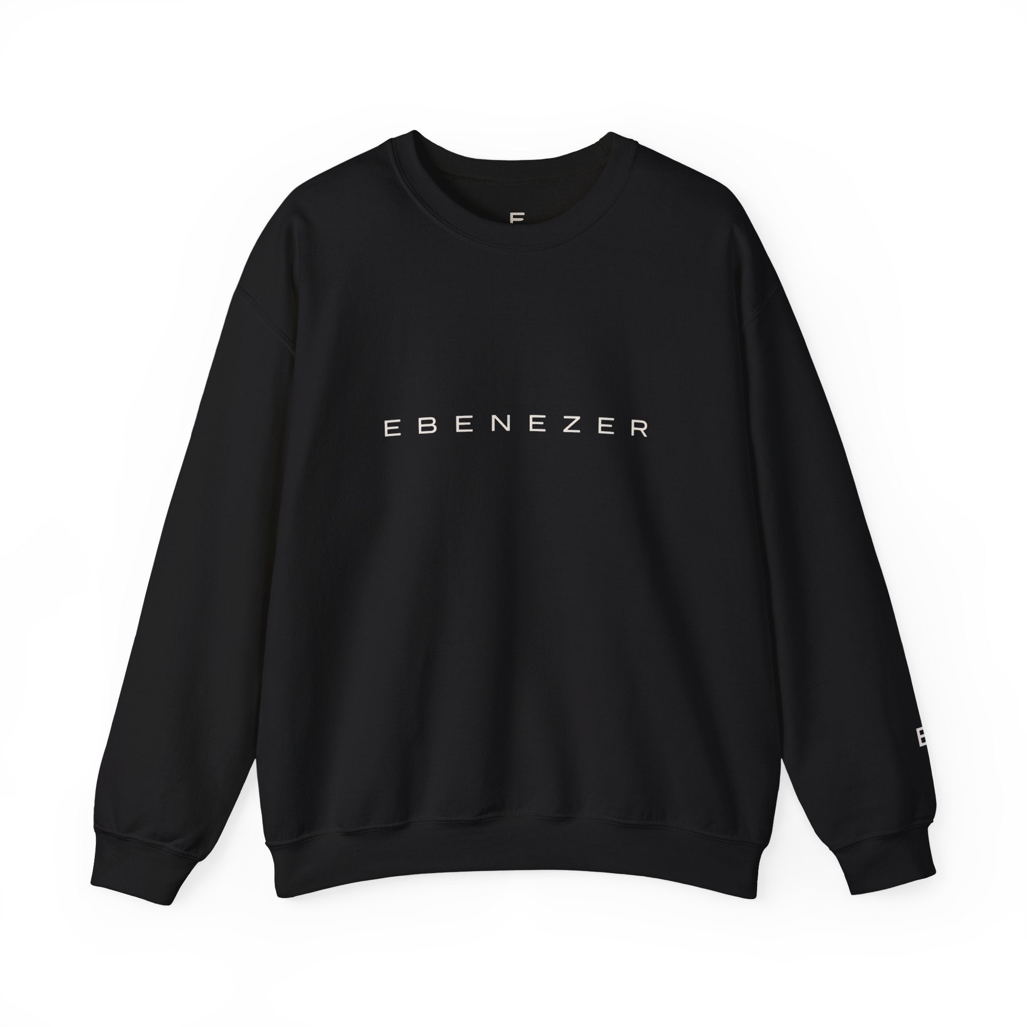 Ebenezer Minimalist Crewneck Sweatshirt — Classic Black Text Pullover