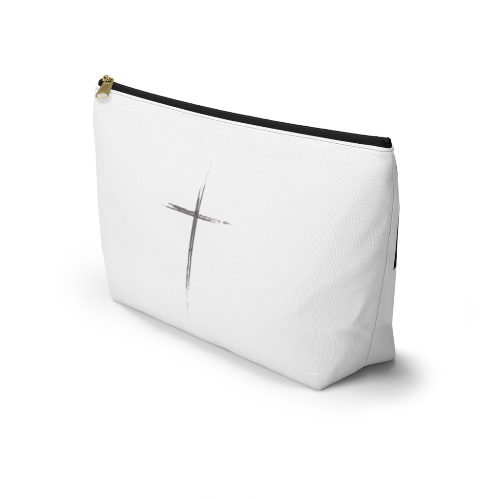 Jesus Is King Cross Accessory Pouch — Small T‑Bottom Faith Cosmetic Bag