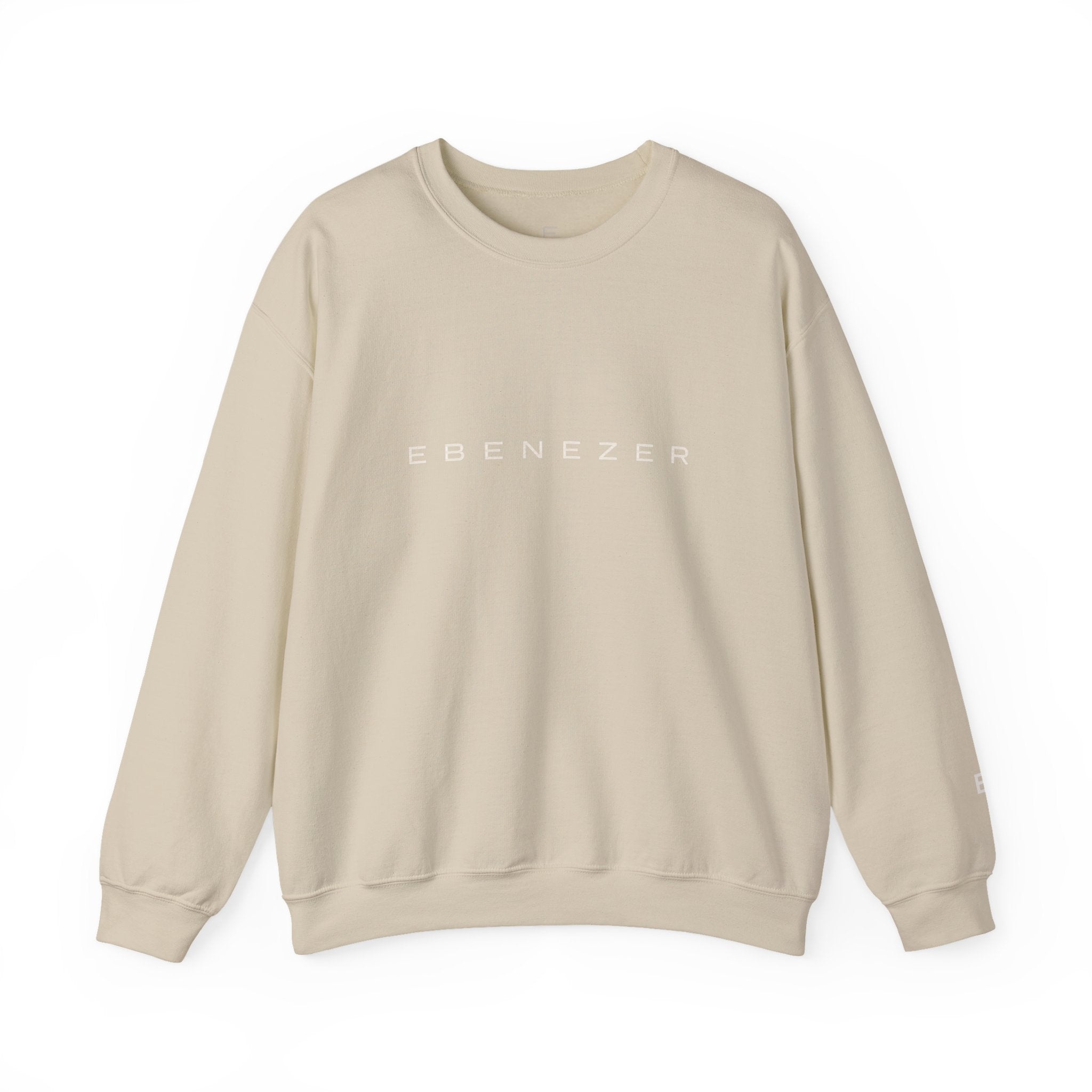 Ebenezer Minimalist Crewneck Sweatshirt — Classic Black Text Pullover