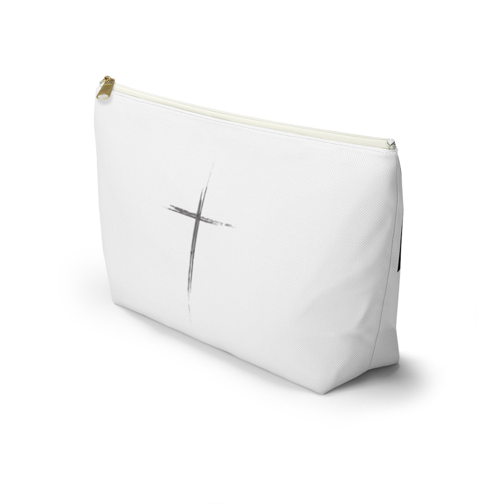 Jesus Is King Cross Accessory Pouch — Small T‑Bottom Faith Cosmetic Bag