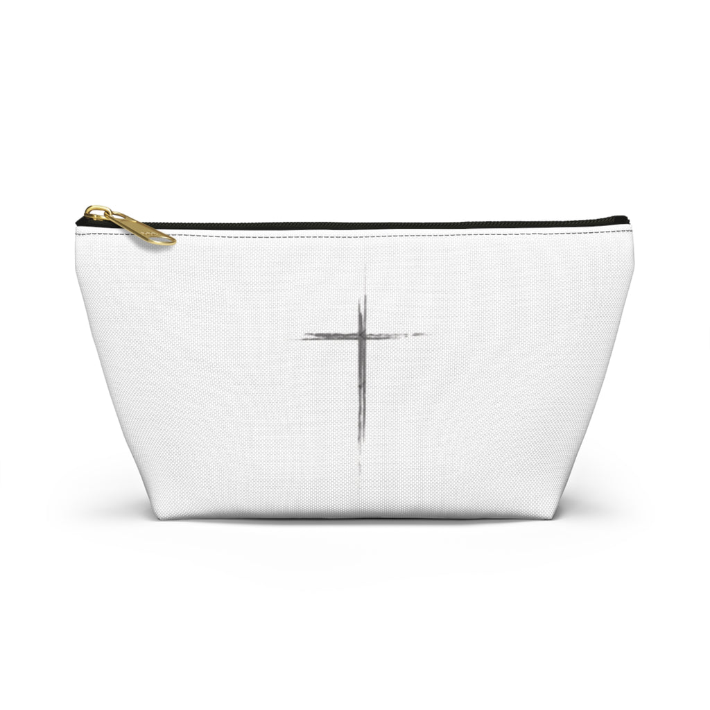 Jesus Is King Cross Accessory Pouch — Small T‑Bottom Faith Cosmetic Bag