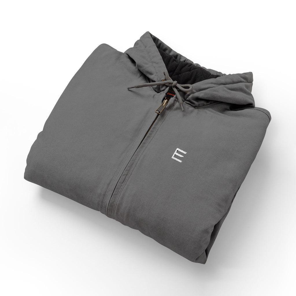 Hooded Work Jacket — Embroidered 'E' Duck Cloth Hooded Jacket
