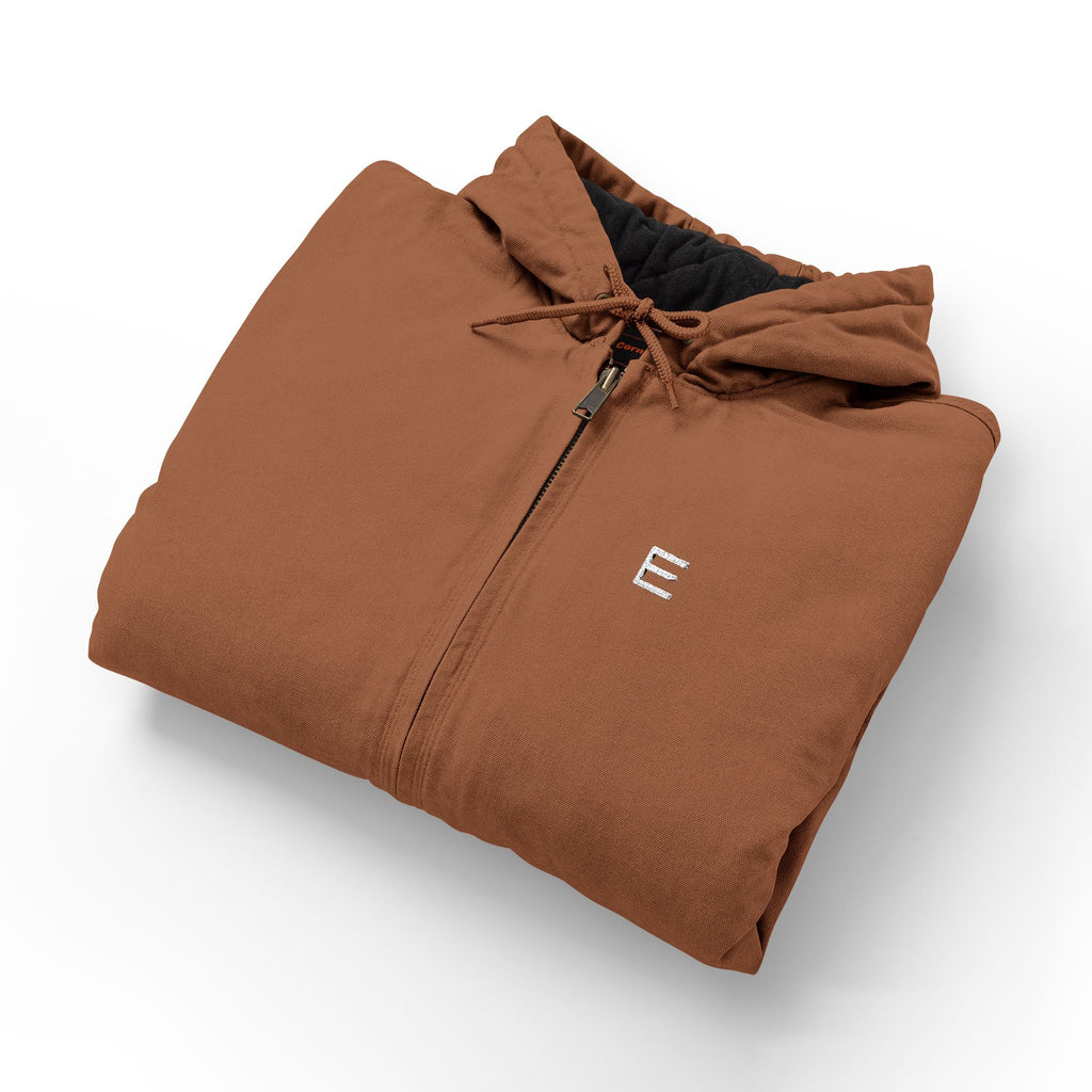 Hooded Work Jacket — Embroidered 'E' Duck Cloth Hooded Jacket