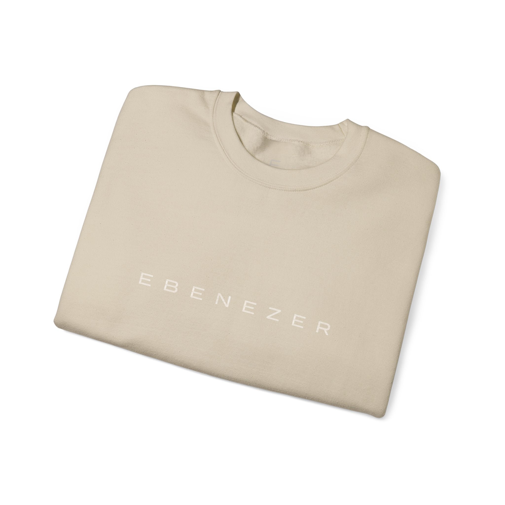 Ebenezer Minimalist Crewneck Sweatshirt — Classic Black Text Pullover