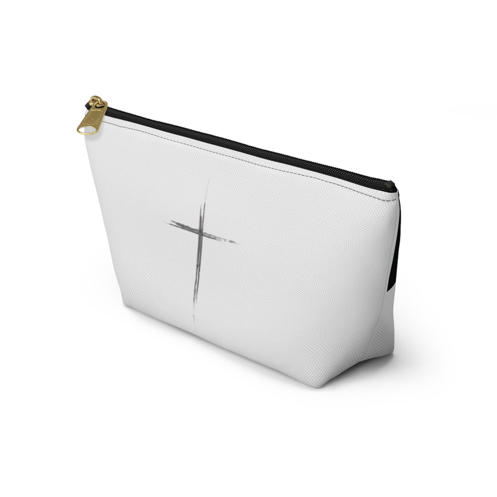 Jesus Is King Cross Accessory Pouch — Small T‑Bottom Faith Cosmetic Bag