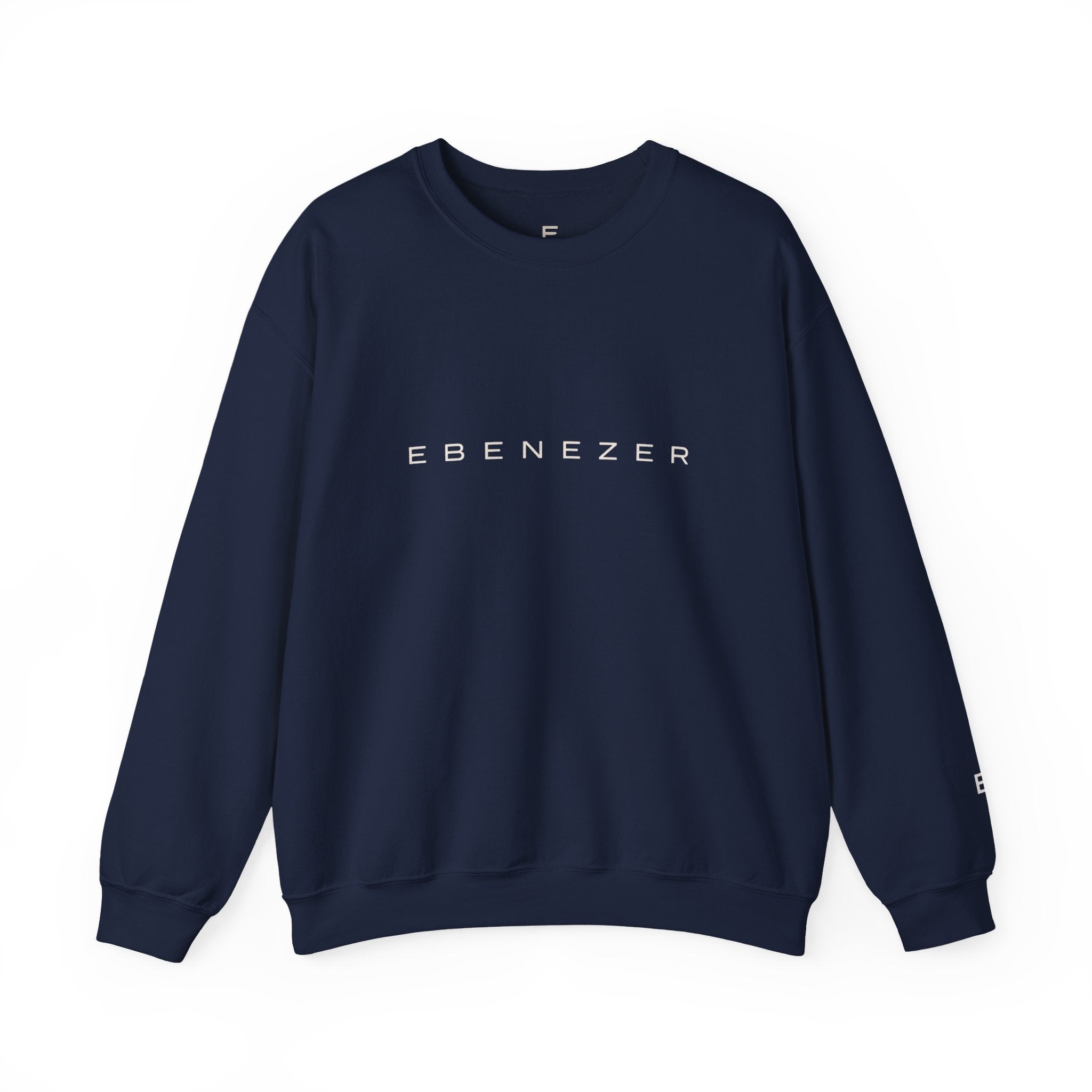 Ebenezer Minimalist Crewneck Sweatshirt — Classic Black Text Pullover