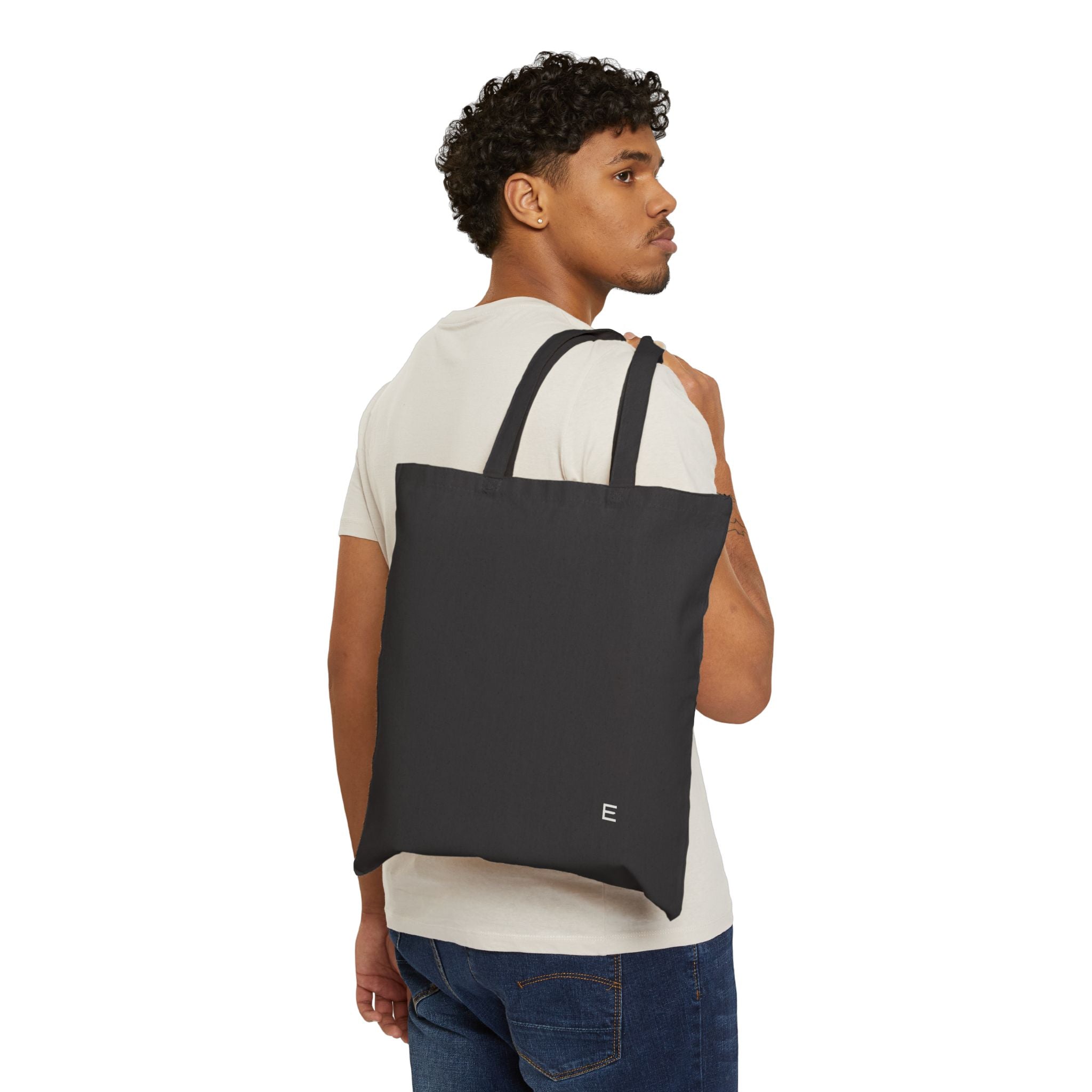 Ebenezer Minimalist Canvas Tote Bag — Black Cotton Grocery & Everyday Shoulder Bag