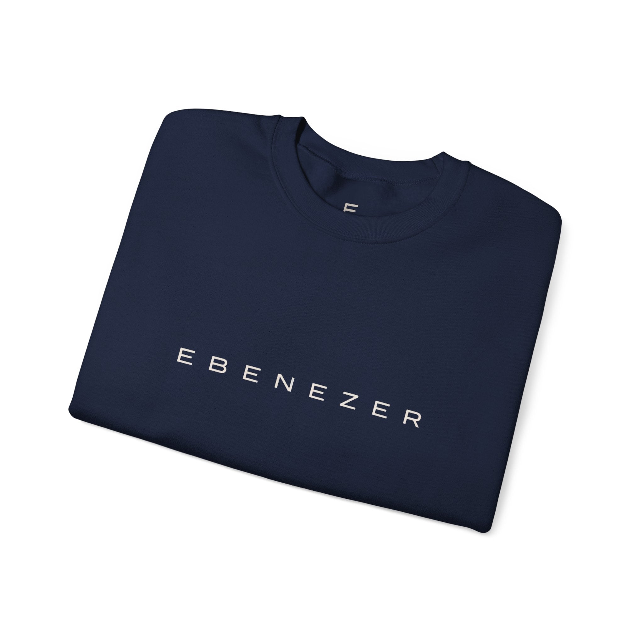 Ebenezer Minimalist Crewneck Sweatshirt — Classic Black Text Pullover