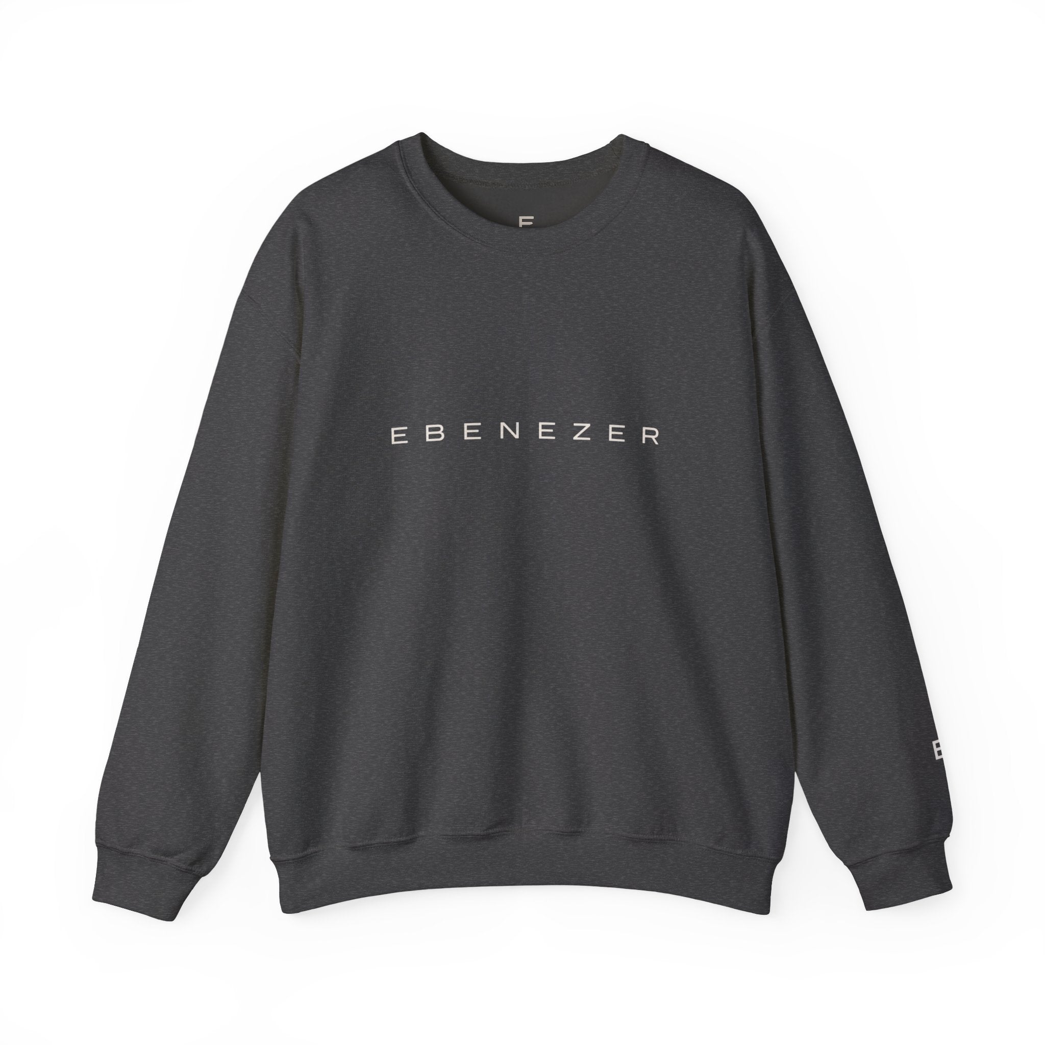 Ebenezer Minimalist Crewneck Sweatshirt — Classic Black Text Pullover