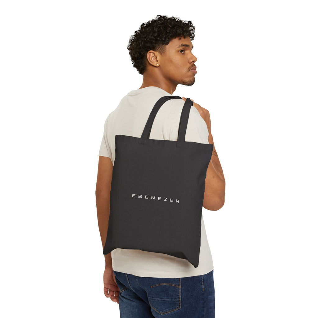 Ebenezer Minimalist Canvas Tote Bag — Black Cotton Grocery & Everyday Shoulder Bag