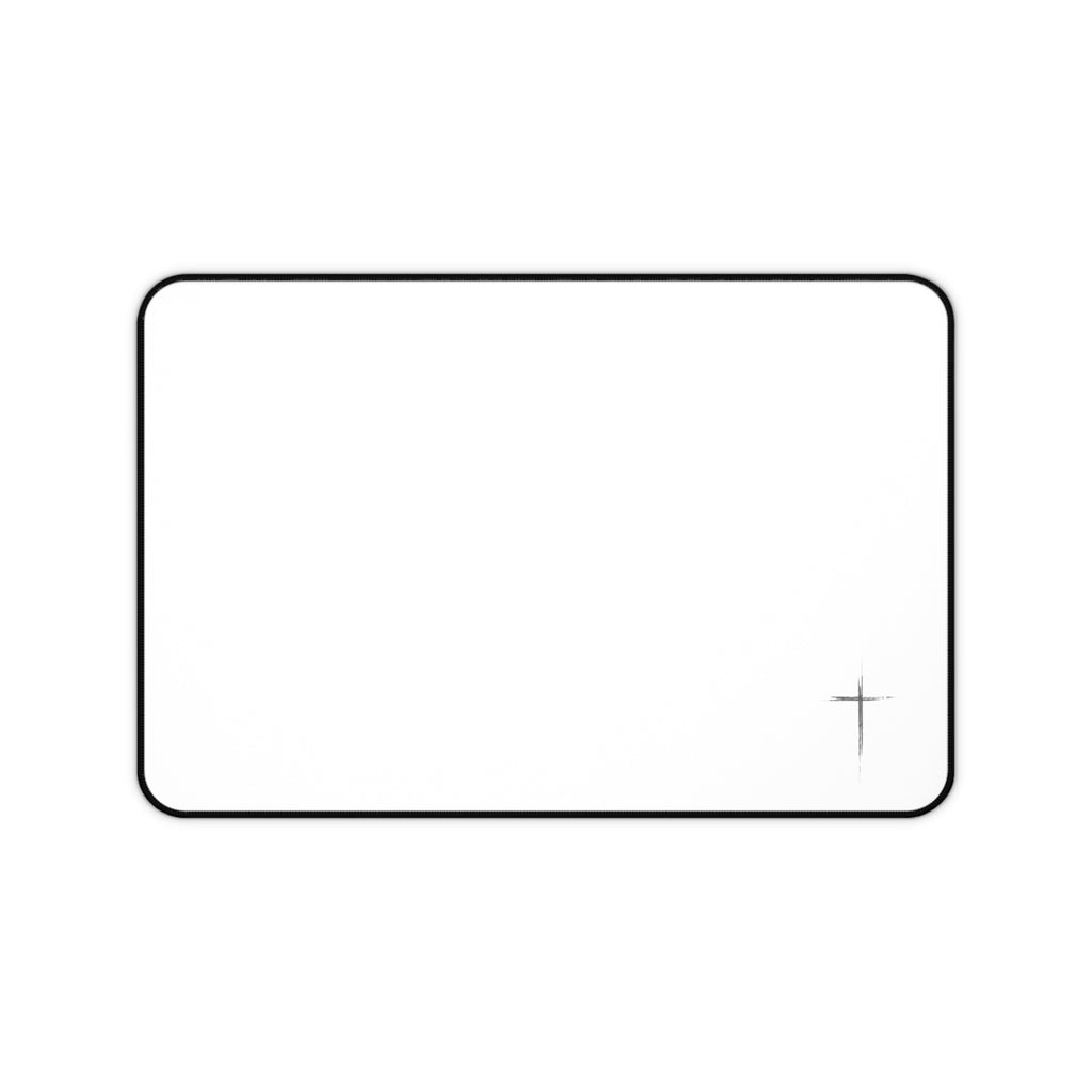 Minimal White Desk Mat with Subtle Spark Accent