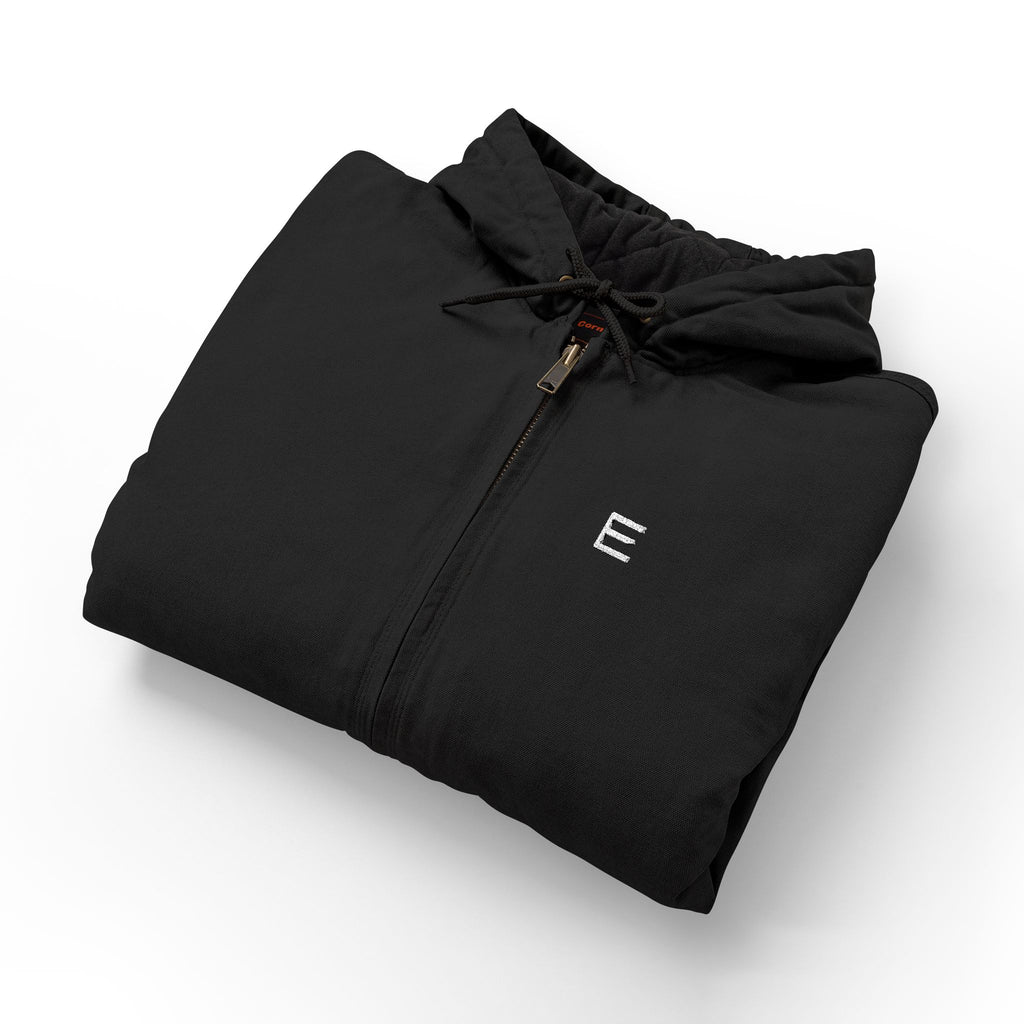 Hooded Work Jacket — Embroidered 'E' Duck Cloth Hooded Jacket