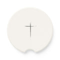 Soapstone Car Coaster — Minimal Brushstroke Cross Car Coaster