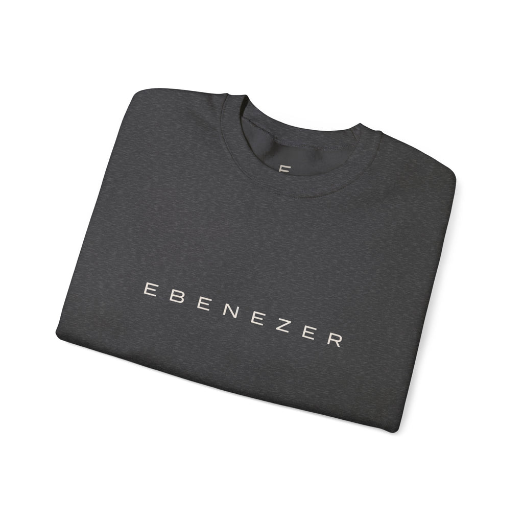Ebenezer Minimalist Crewneck Sweatshirt — Classic Black Text Pullover